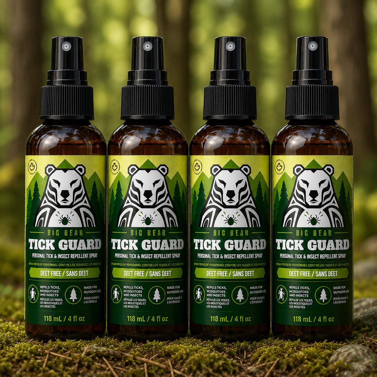 Big Bear Tick Guard Family Pack | 4 x 4 oz Tick & Mosquito Repellent Spray