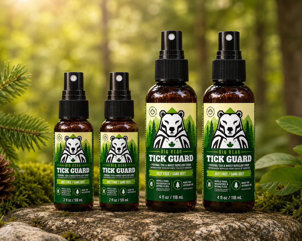 Big Bear Tick Guard Family Bundle – 2 Travel Size + 2 Full Size DEET Free Tick &amp; Insect Repellent Sprays